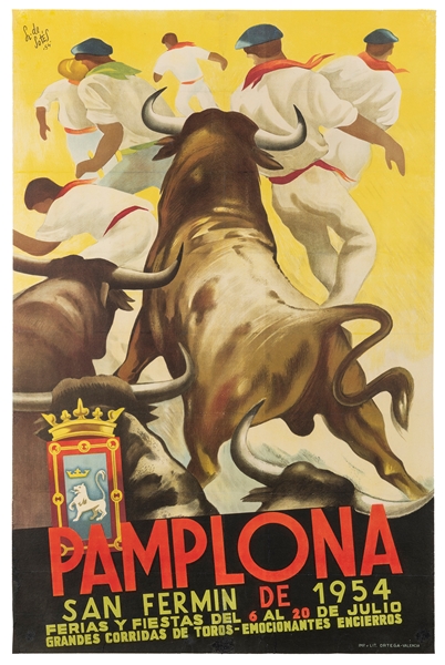  LOZANO DE SOTES, Pedro. Pamplona / San Fermin de 1954. Vale...