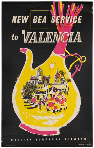  BEA Service to Valencia Spain. 1957. Printed in Great Brita...