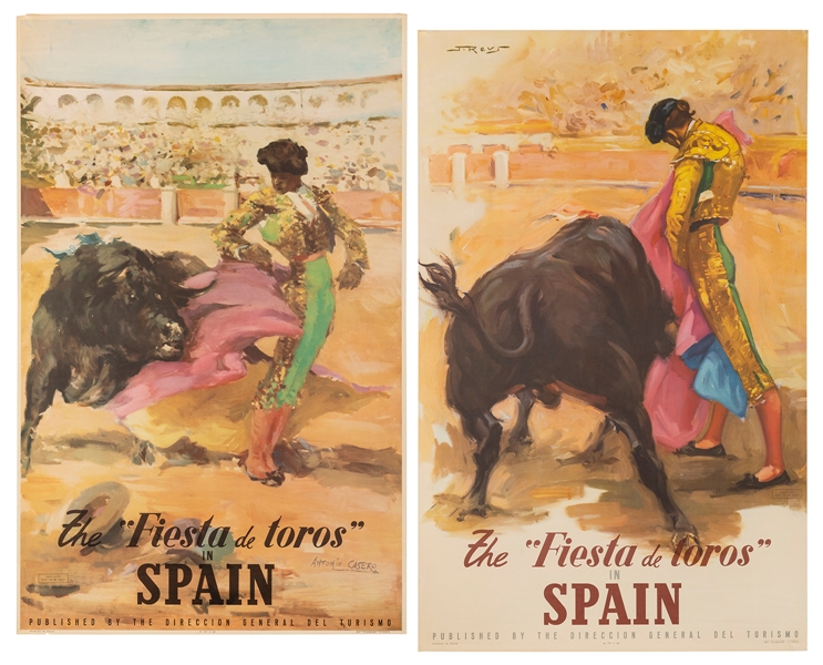  [FIESTA DE TOROS]. Two travel posters. Spain: Published by ...