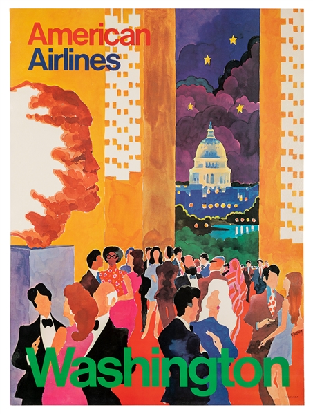  GOLDBERG. American Airlines / Washington. 1970s. Airline po...