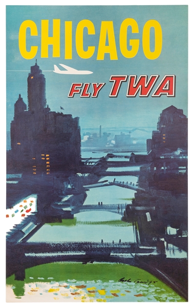  BRIGGS, Austin (1908-1973). Chicago / Fly TWA. Circa 1960s....