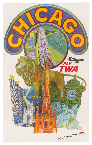  KLEIN, David (1918–2005). Chicago / Fly TWA. Circa 1960s. C...