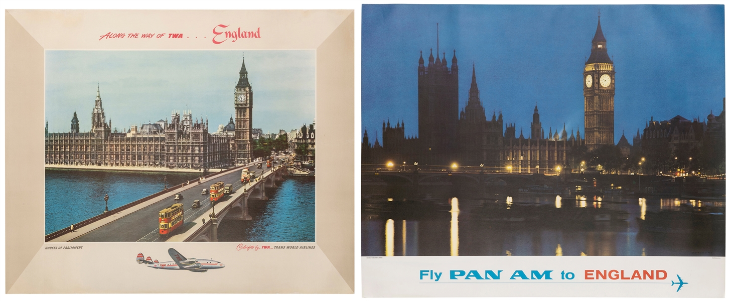  England. Pair of TWA and Pan Am travel posters. Including: ...