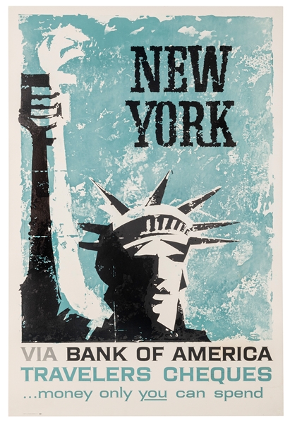  New York / via Bank of America Travelers Cheques. San Franc...