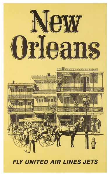  New Orleans / Fly United Air Lines Jets. 1960s. Poster with...