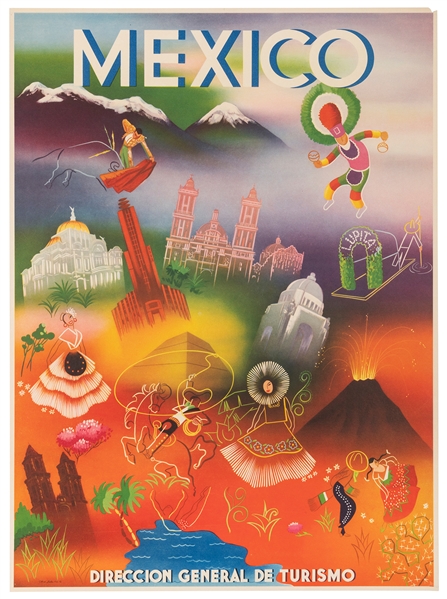  Mexico. Mexico: Offset Galas, ca. 1950. Colorful tourism po...