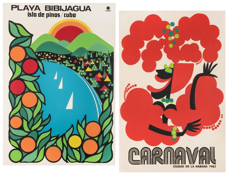  [CUBA]. Group of two tourism posters. 1980s/1983. Including...