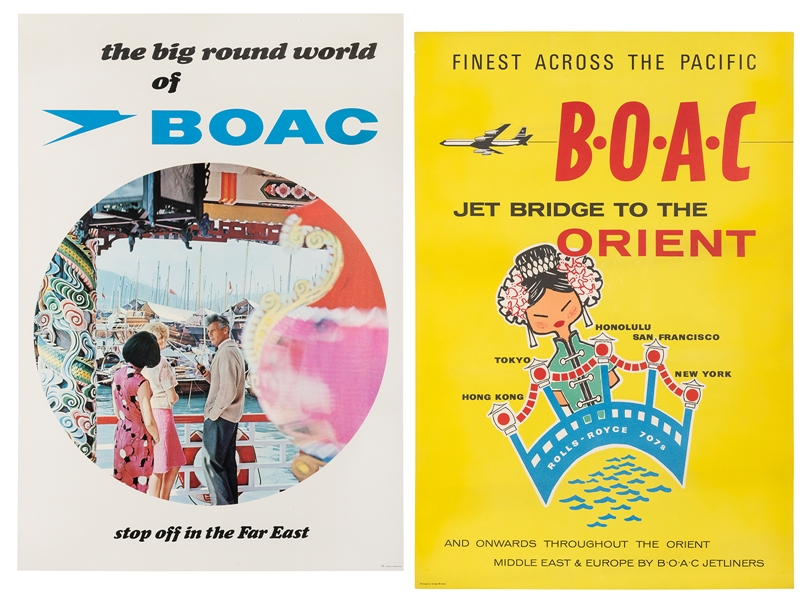  BOAC. Two travel posters. Circa 1960s. Including: BOAC / Je...