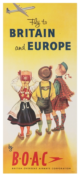  BOAC / Britain and Europe. 1960s. Offset lithograph panel p...