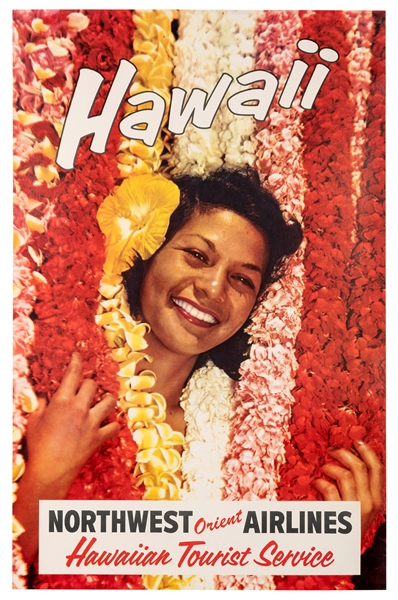  Hawaii / Northwest Orient Airlines. Circa 1960s. Airline po...