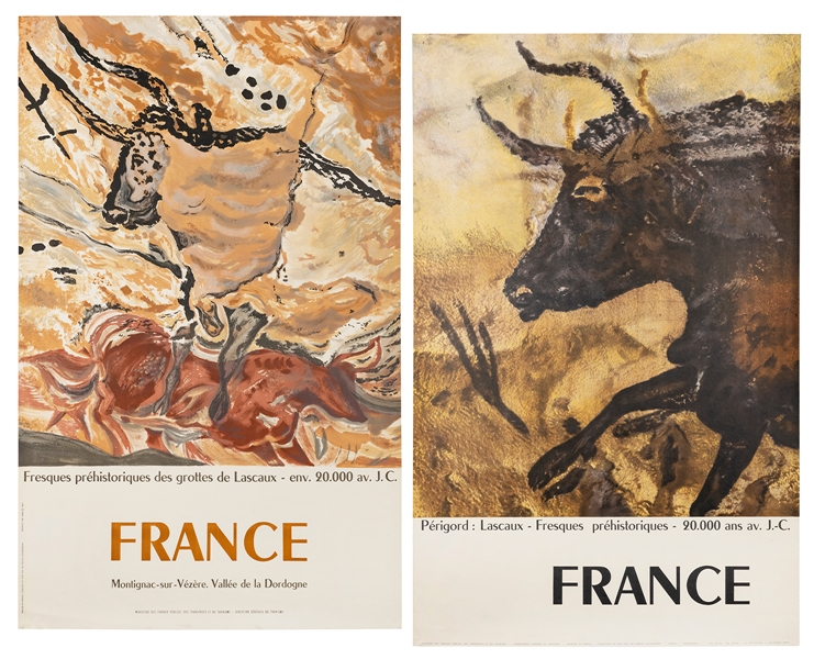  [LASCAUX CAVES]. Two travel posters. France: Published by a...