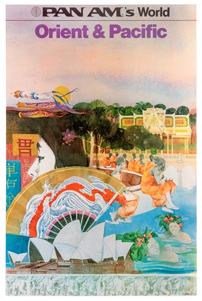  Pan Am’s World / Orient and Pacific. 1973. Airline poster w...