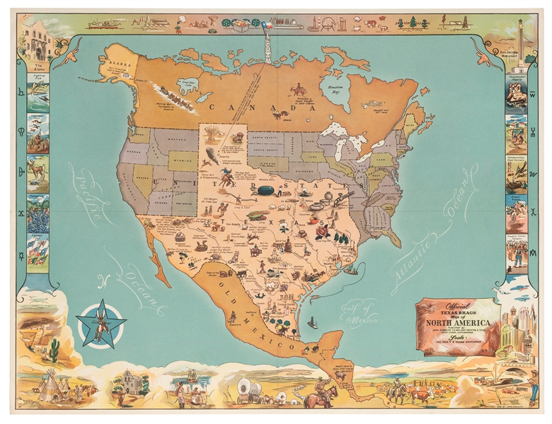  STORM, Mark (1911–2002). Official Texas Brags Map of North ...