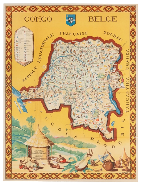  LABOULAIS, Frans. Pictorial Map of the Belgian Congo. 1949....