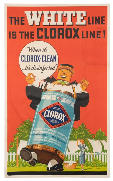  The White Line is the Clorox Line! American, ca. 1920s. Col...