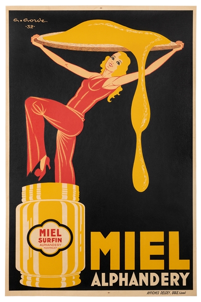  GORDE, Gaston. Miel Alphandery. 1932. Affiches Delcey, Dole...