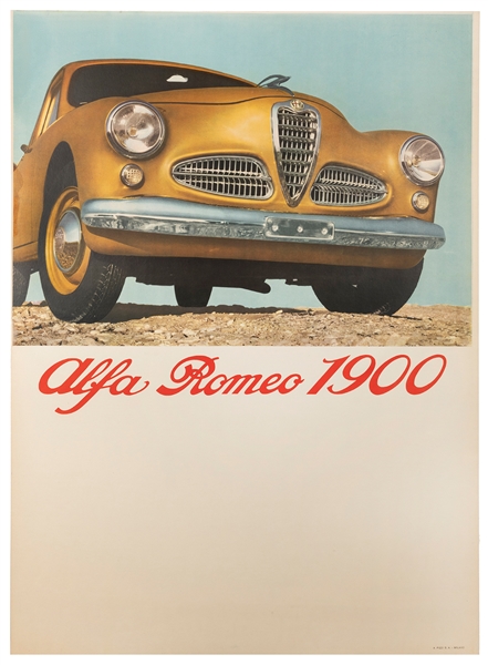  Alfa Romeo 1900. Milan: A Pizzi, 1950s. Mid-century color p...