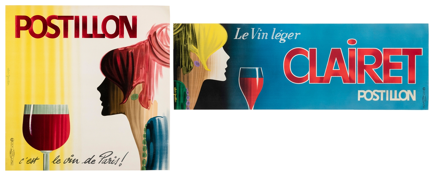  GAUTHIER, Alain. Postillon. Two wine posters. Paris: De Las...