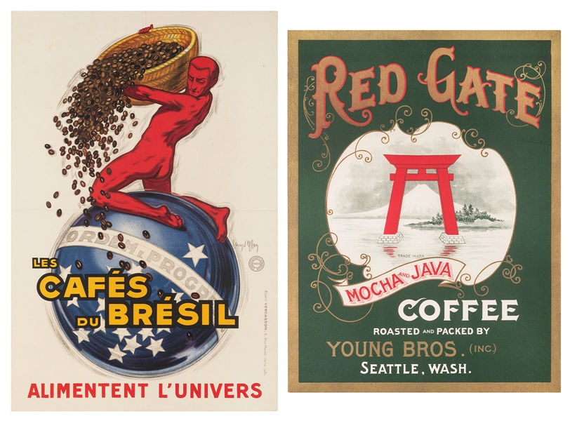  [COFFEE]. Group of 2 posters. Including: D’YLEN, Jean. Les ...