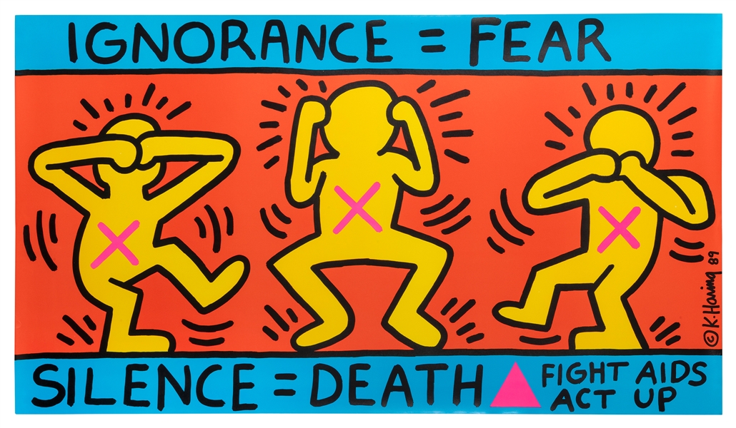  HARING, Keith (American, 1958-1990). Ignorance = Fear / Sil...