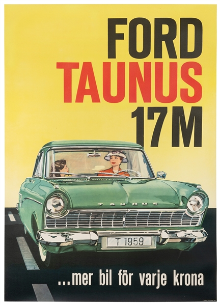  Ford Taunus 17M. 1959. Stockholm: J. Olsens. Two women are ...