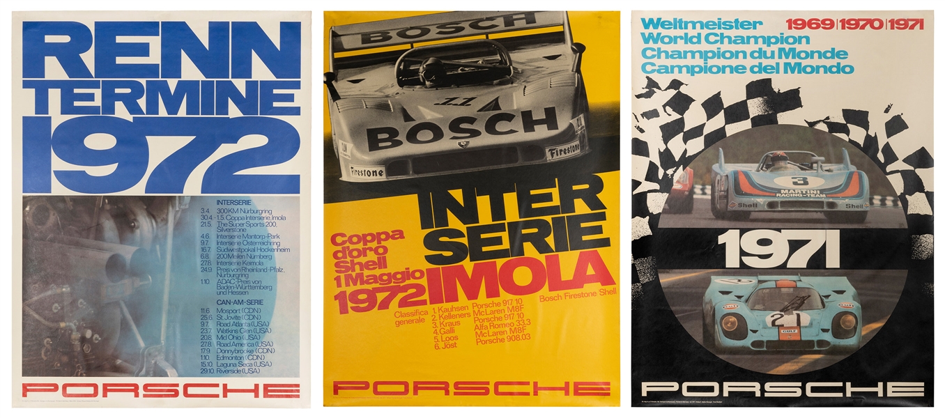  STRENGER, Ehrich (1922—1993). Three Porsche racing posters....