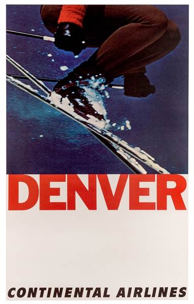  Denver / Continental Airlines. Circa 1970s. Bold travel pos...