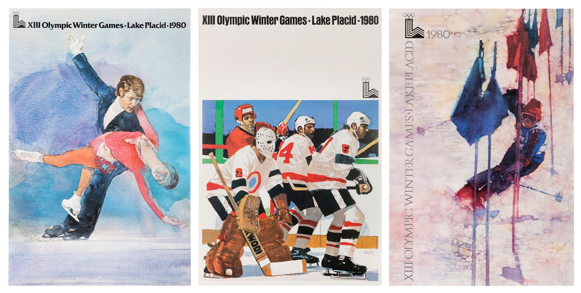  Lake Placid Olympic Winter Games 1980. Group of three poste...