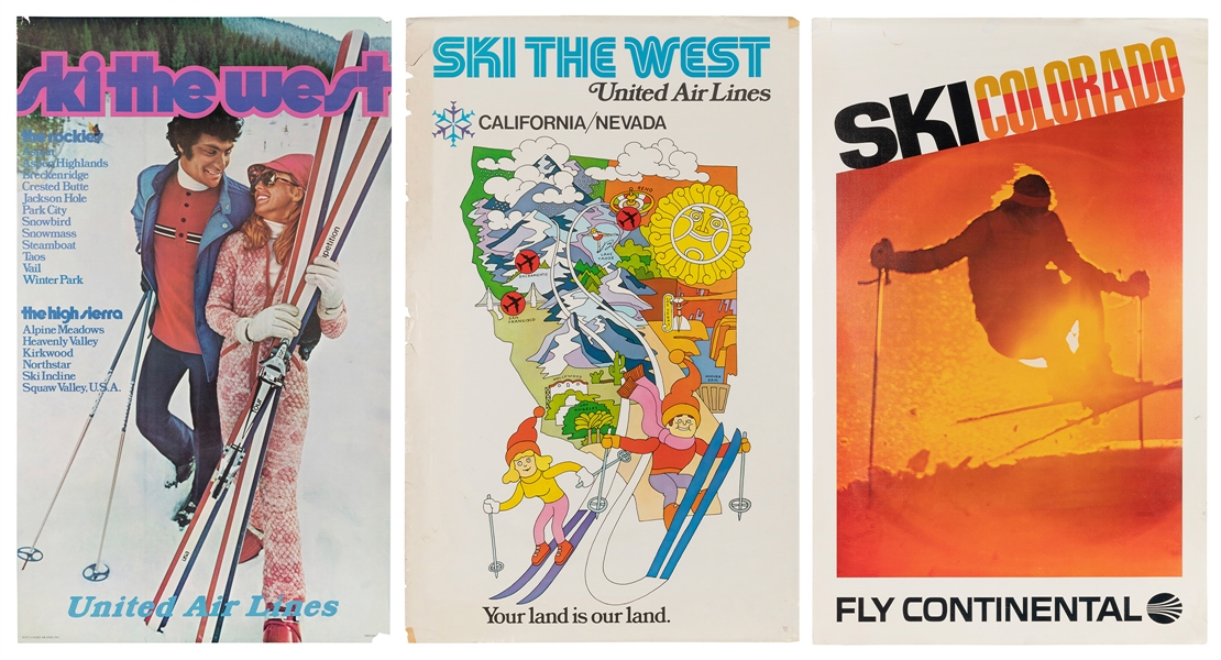  [SKI TRAVEL]. A group of three airline ski travel posters. ...