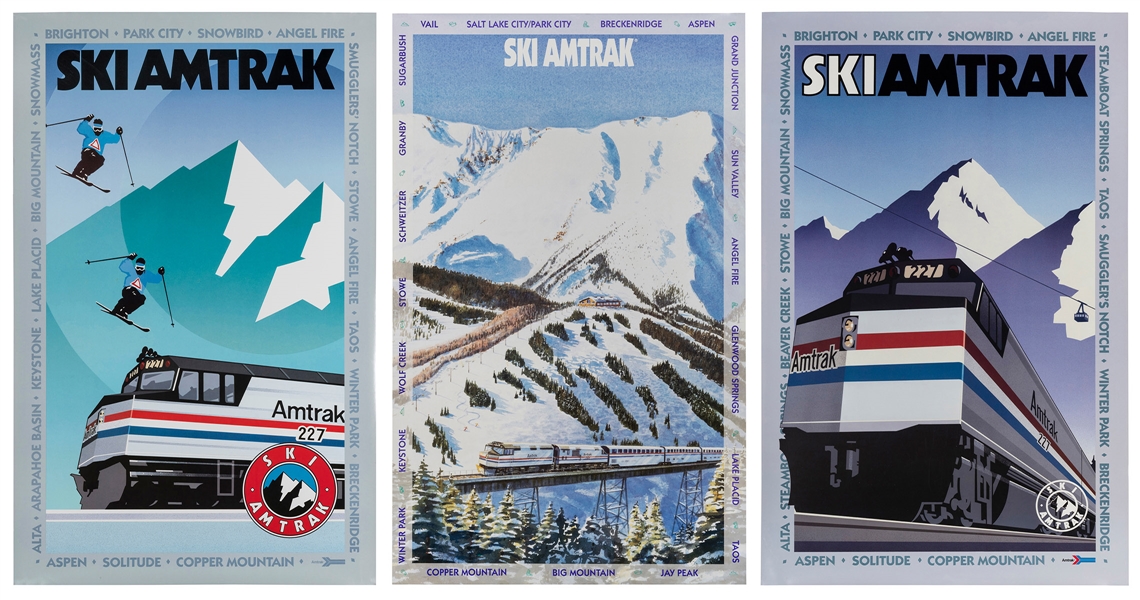  [AMTRAK]. Three Ski Amtrak travel posters. Amtrak: [ca. 198...