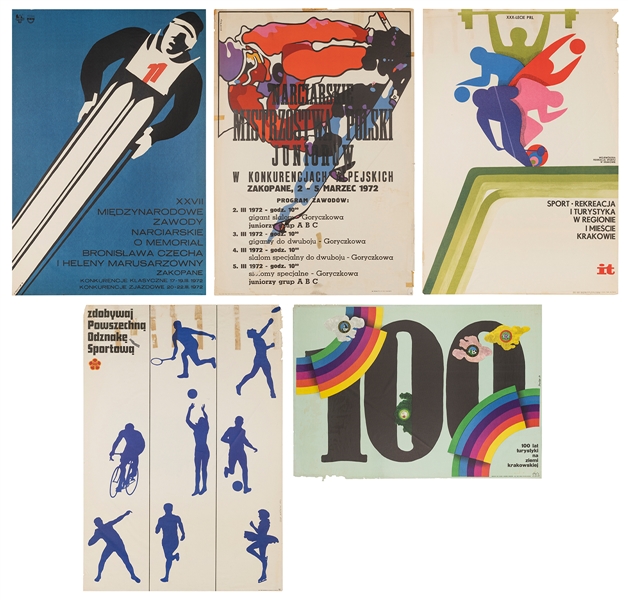  [VARIOUS DESIGNERS]. A group of seven Polish sports posters...