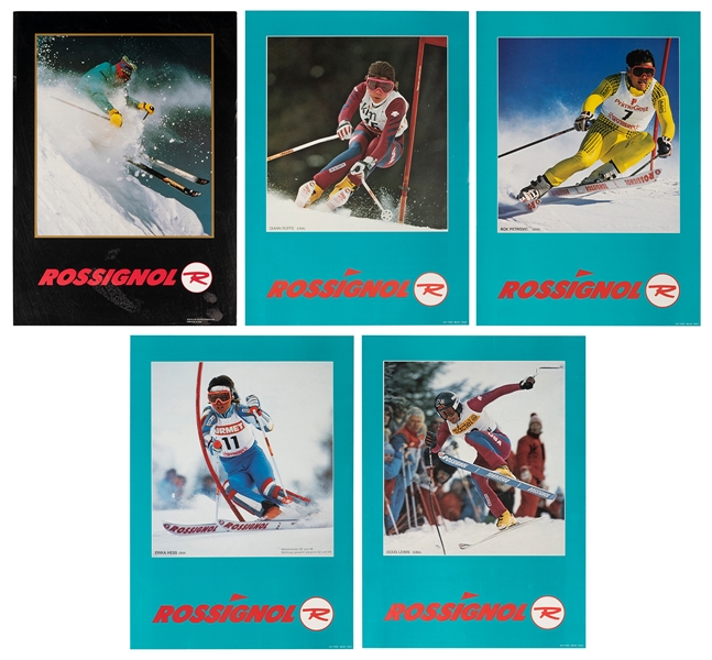  [ROSSIGNOL.] A group of 9 small photographic ski posters. R...