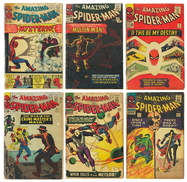  [SPIDERMAN]. Six Amazing Spider-Man Comics. Silver Age. Mar...