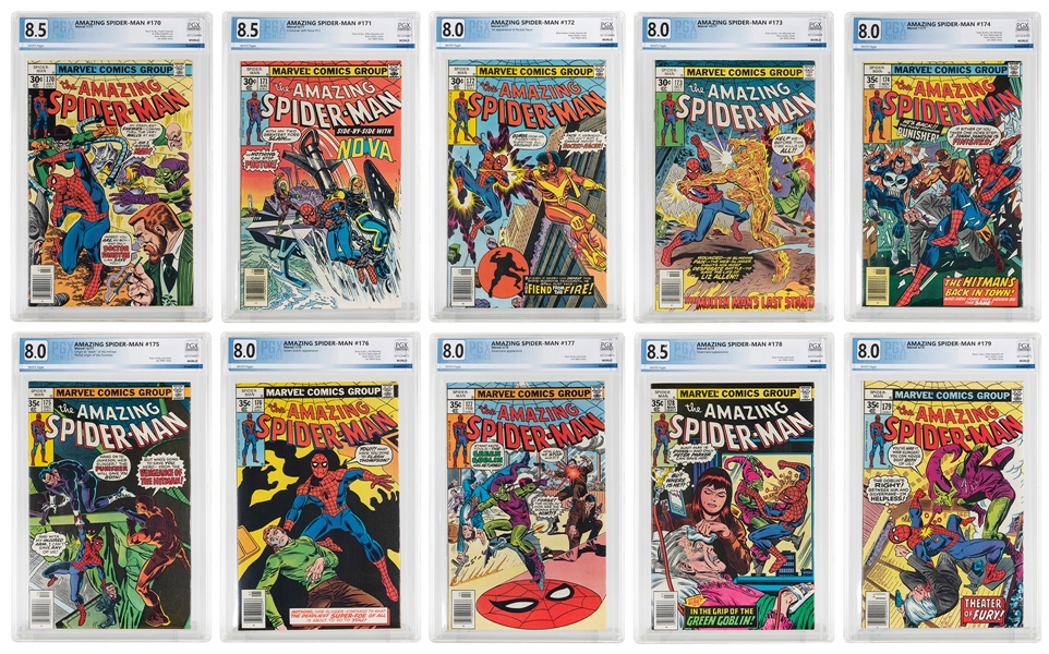  [SPIDERMAN]. The Amazing Spider-Man. Group of Nine Comic Bo...