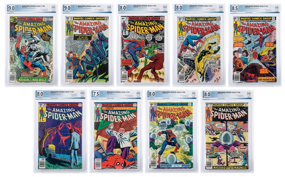  [SPIDERMAN]. The Amazing Spider-Man. Group of Nine Comic Bo...