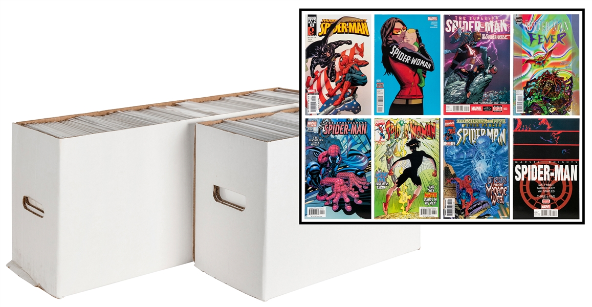  [SPIDER-MAN]. Two Boxes of Spider-Man Comics. Marvel, ca. 1...