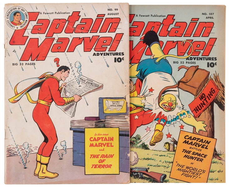  [CAPTAIN MARVEL]. Two Captain Marvel Adventures Comics. Faw...