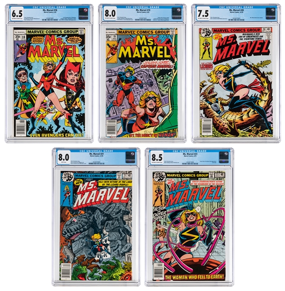  Ms. Marvel. Group of Five Comic Books. Marvel, ca. 1978-79....