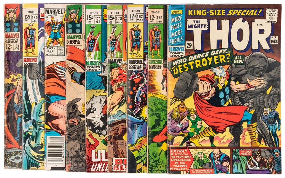  [THOR]. Group of Nine of The Mighty Thor Comics. Marvel Com...