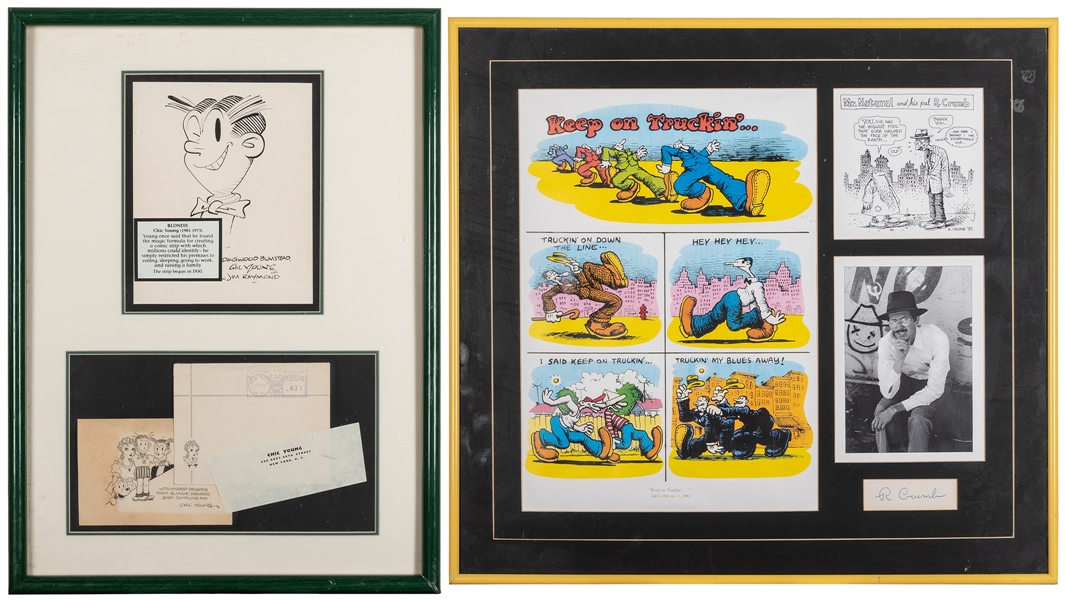  Chic Young, R. Crumb, Ward Kimball. Two Framed Displays. Va...