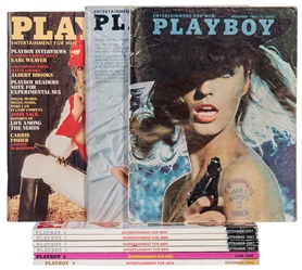  PLAYBOY MAGAZINE. Group of 9 issues of Playboy Magazine, al...
