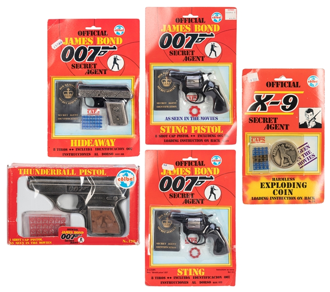  Group of 5 Official James Bond 007 cap gun toys by Coibel i...