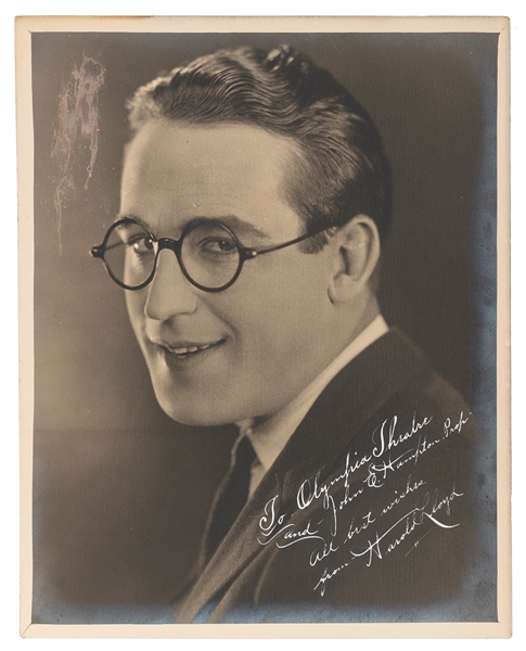  LLOYD, Harold (b. 1893-1971). Signed gelatin silver portrai...