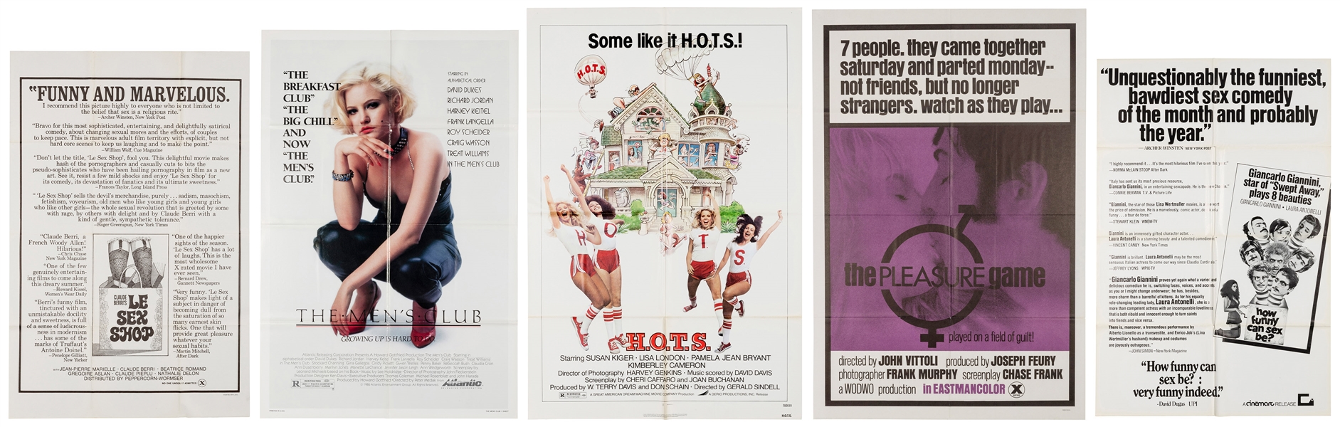  Five Erotic Movie Posters. Circa 1970-80s. Including The Pl...