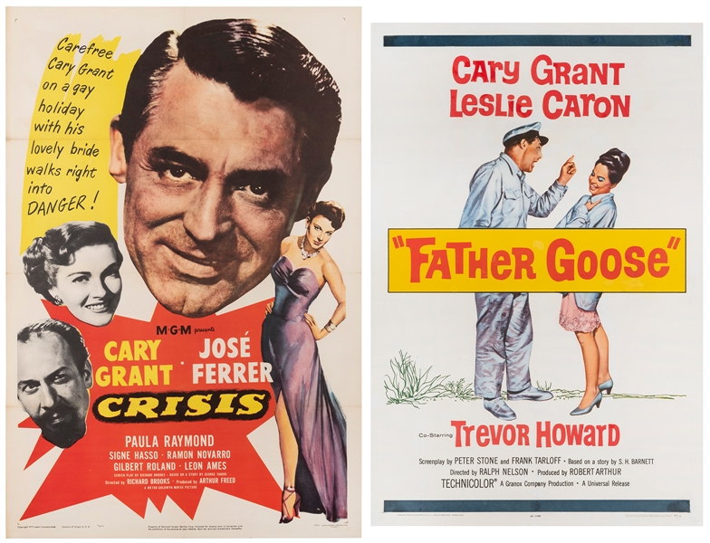  GRANT, Cary (b. 1904-1986). Two Movie Posters. Crises. Holl...