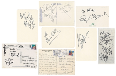  THE BEE GEES. Group of cards signed by The Bee Gees and the...