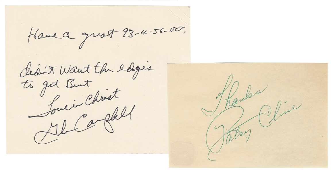  [COUNTRY MUSIC]. Group of two signed items. [V.p., v.d.]. I...