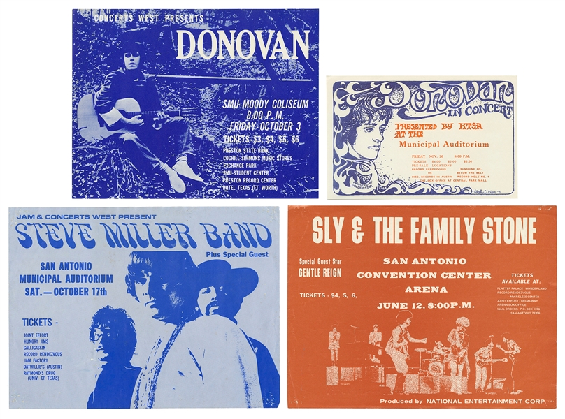  Group of 4 handbills. Including: “Donovan SMU Moody Coliseu...