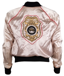  THE POLICE. Crew jacket. California: 1981. Peach satin jack...