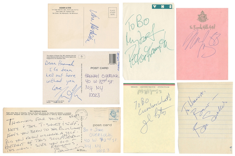  [ROCK PERFORMERS]. Group of seven signed items by rock star...